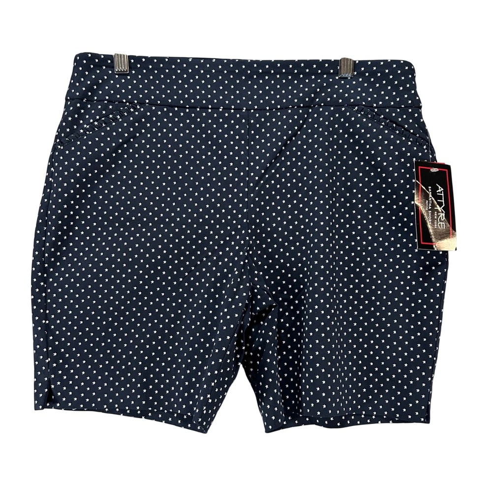 Attyre Samantha Shorts Womens 12P‎ Navy Blue Star Print Rayon Blend Americana